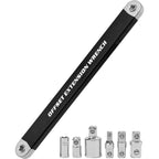 Offset Extension Wrench, Ratchet Extension Bar with 1/2", 1/4" and 3/8" Square Drive Adapters, Impact Wrench Extender for Access to Confined Fastener, Ratchet Extenders Tool with 3 Adapters Socket