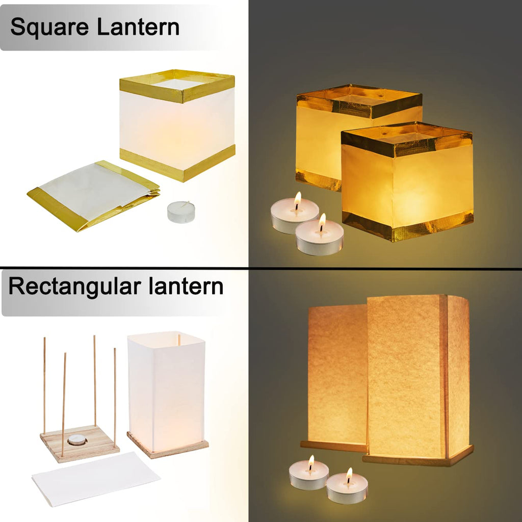 FUELYE 12Pack Floating Lanterns Square Rectangle Sets,Outdoor Lanterns Decorative with Waterproof,Floating Candles for Pool,River,Memorials,Wedding,Bar,and Parties (4Square+8Rectangular)