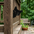 Doesen Black Cat Fence Decor Metal Cat Silhouettes Garden Decor Yard Art