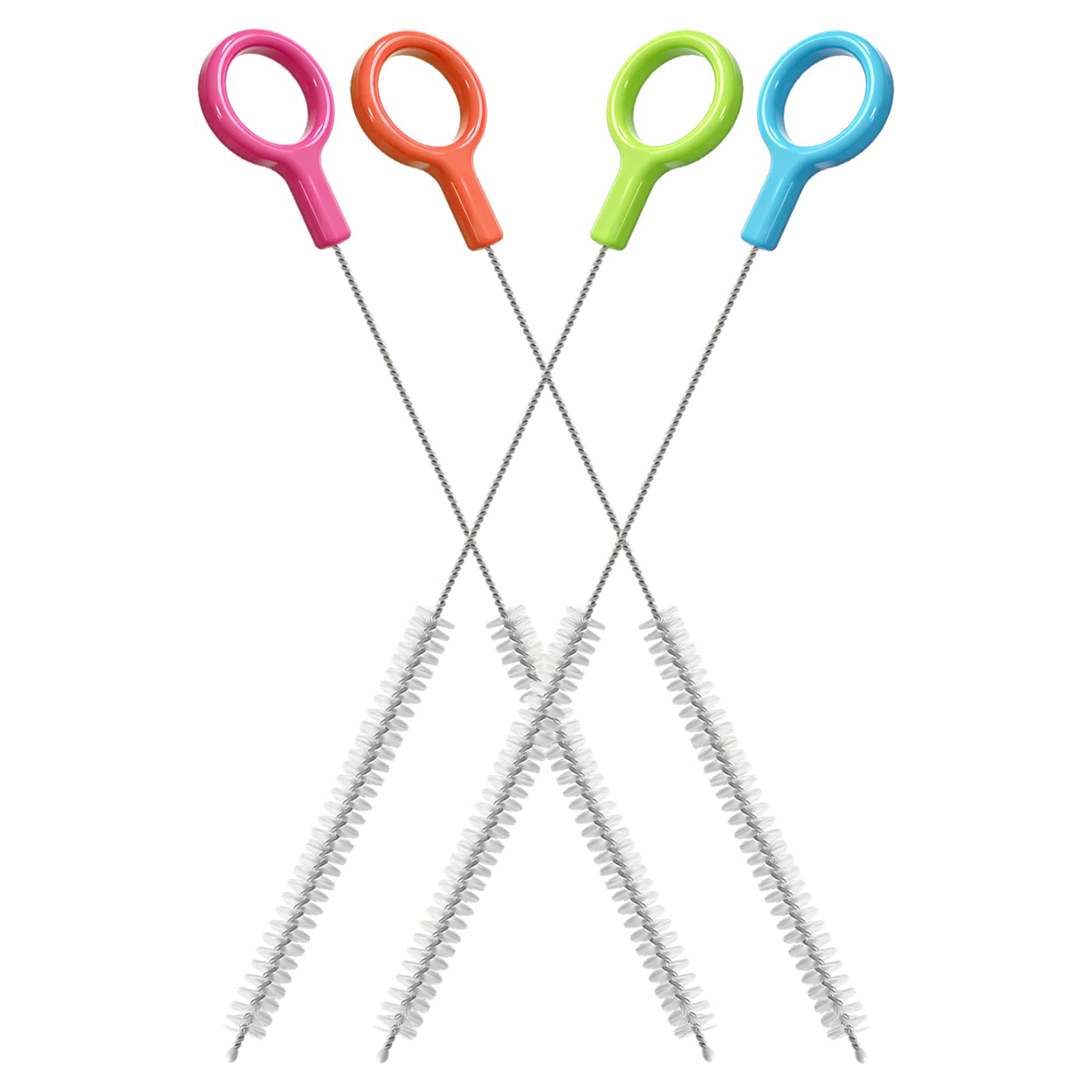 AONEZ Straw Cleaner Brush Set with Color Hanging Loop, 4 Pack