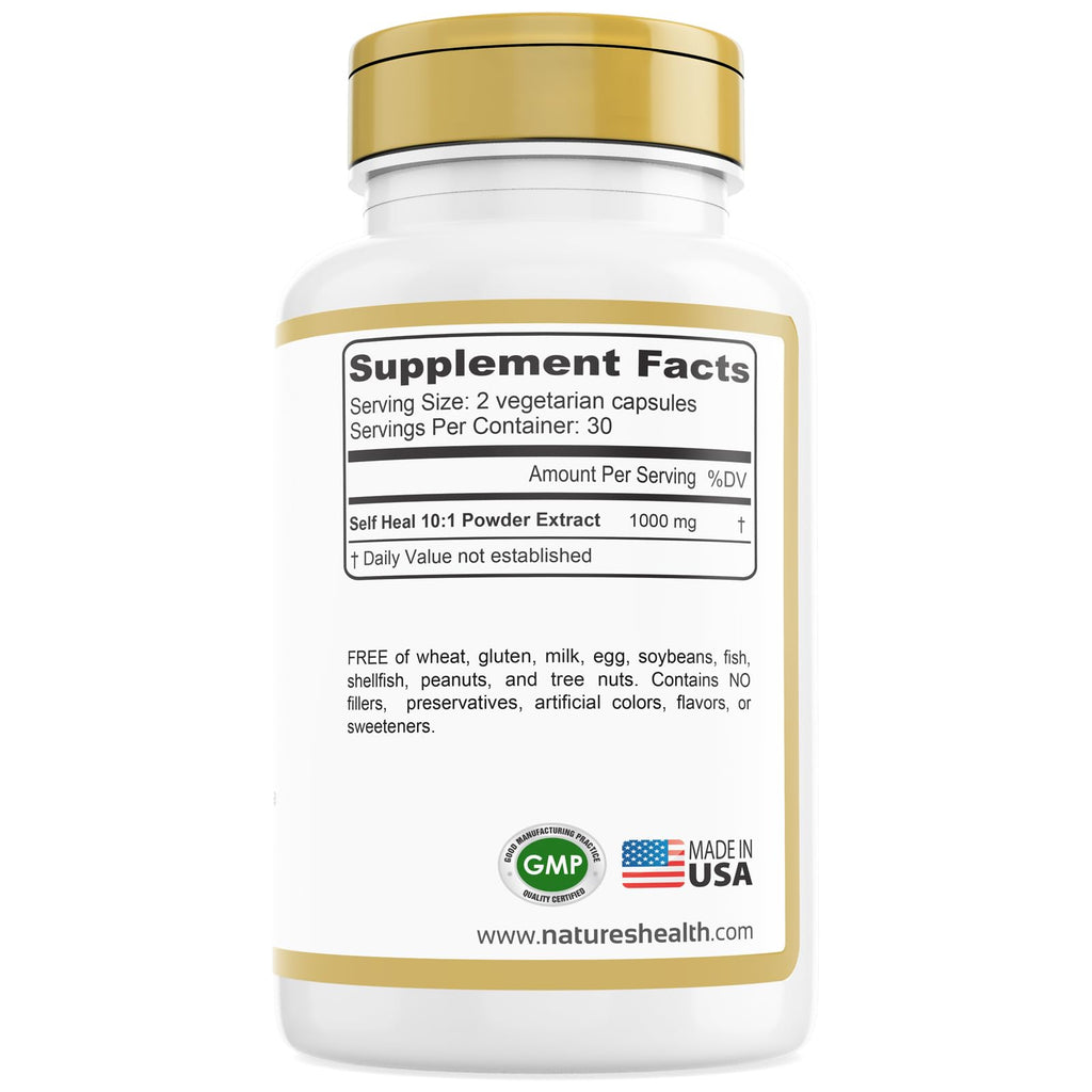 Nature's Health Self Heal Prunella Vulgaris Supplement – Heal All – Promote Healthy Skin & Immune System Support – 1000 mg per Serving – 60 Vegetarian Capsules – Non-GMO