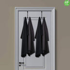 HFHOME 4Packs Over The Door Double Hanger Hooks, Metal Twin Hooks Organizer for Hanging Coats, Hats, Robes, Towels- Black