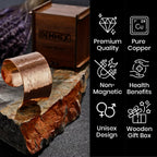 DEMMEX Copper Bracelet for Women – 100% Pure Hammered Turkish Copper Cuff, 1.5mm Thick High-Gauge, Handmade, Uncoated & Non-Magnetic, Large 1.6" Wide, Adjustable, in Wooden Gift Box