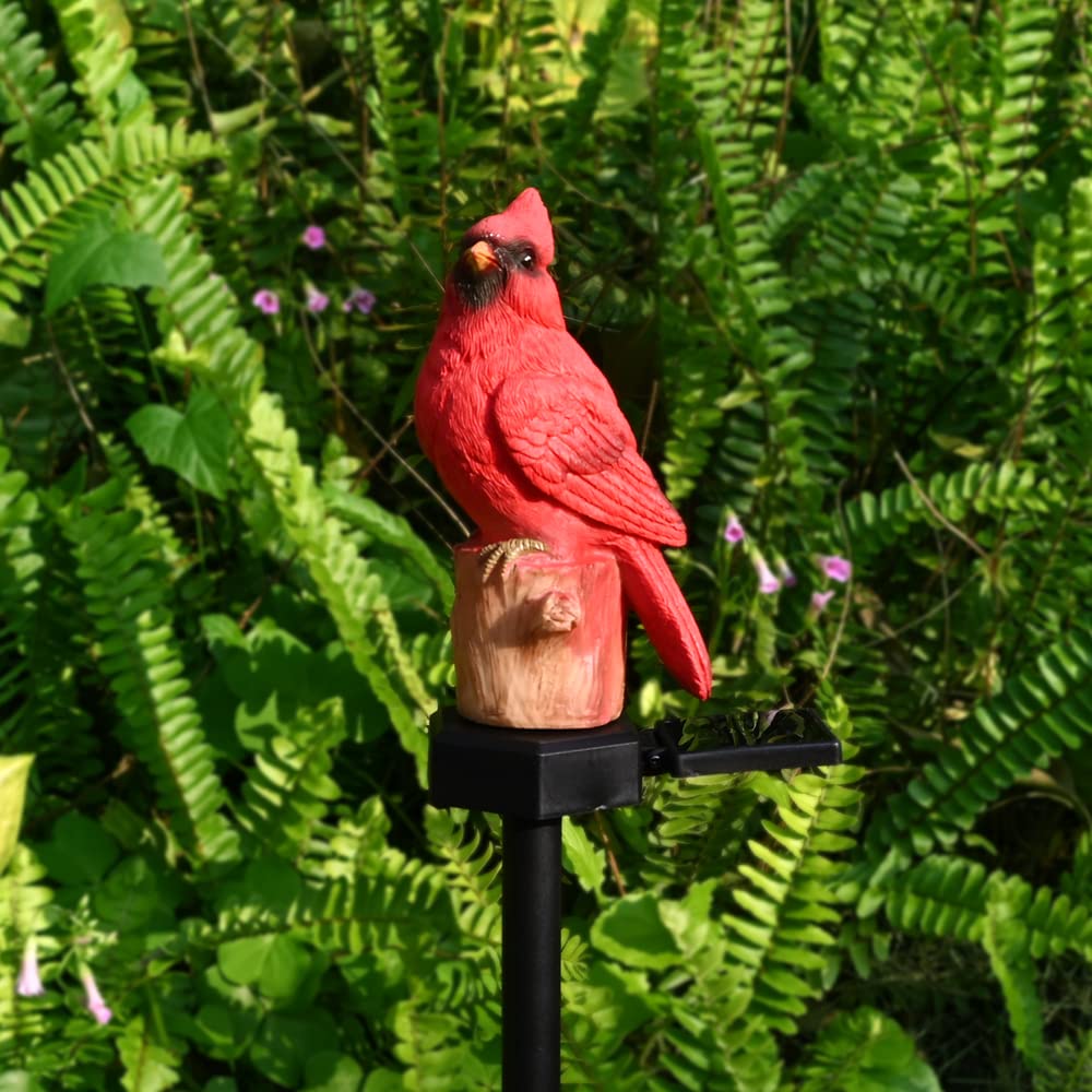 Cardinal Garden Decor Red Bird Figurine Memorial Solar Light Outdoor Stake