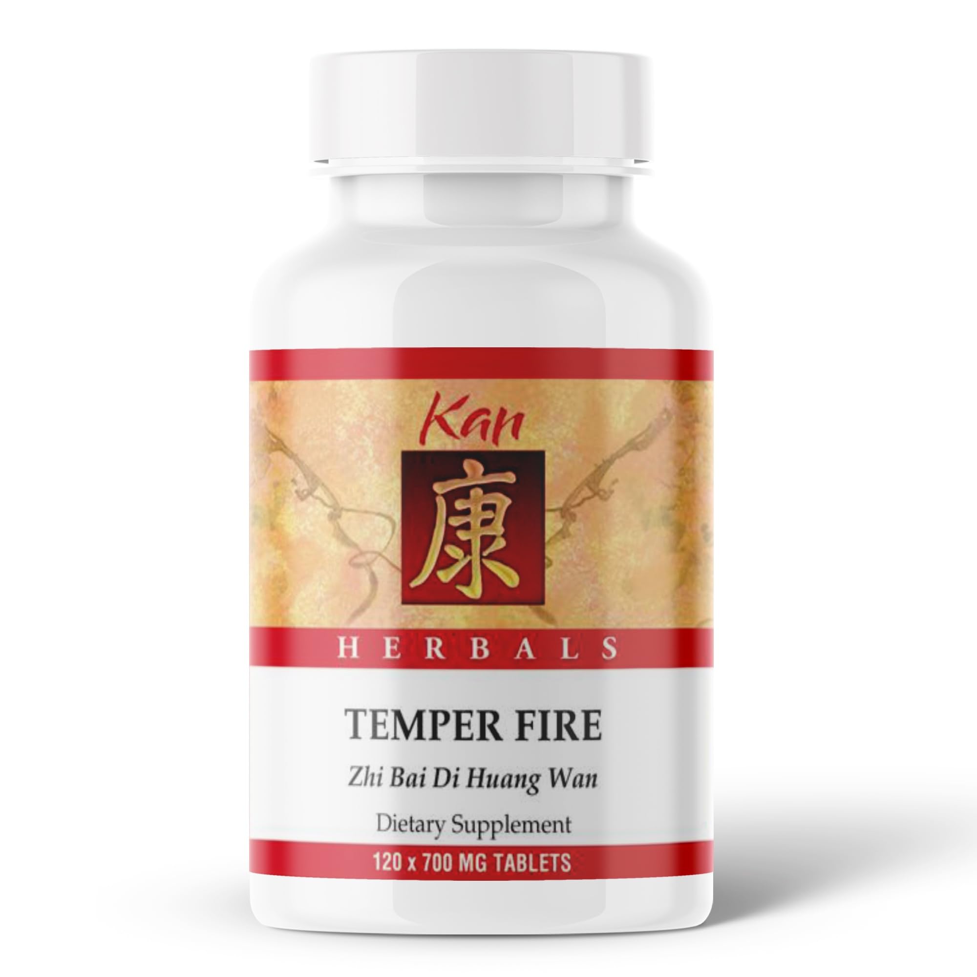Kan Herb Company Temper Fire – Traditional Herbal Formula with Prepared Rehmannia Anemarrhena Phellodendron Supports Cooling Balance Moisture Comfort Grounded Ease Wellness Aid, 120 Tablets
