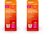 Amazon Basic Care Children's Ibuprofen Oral Suspension, 100 mg per 5 mL, Pain Reliever and Fever Reducer, Berry Flavor, for Sore Throat, Headache Relief and More, 8 fl oz (Pack of 2)
