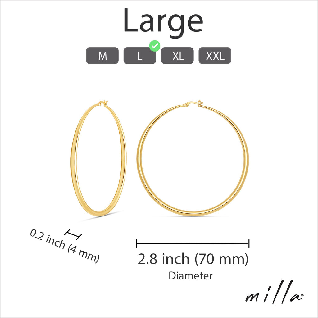 Milla Graduated Gold Hoop Earrings for Women, Large Size