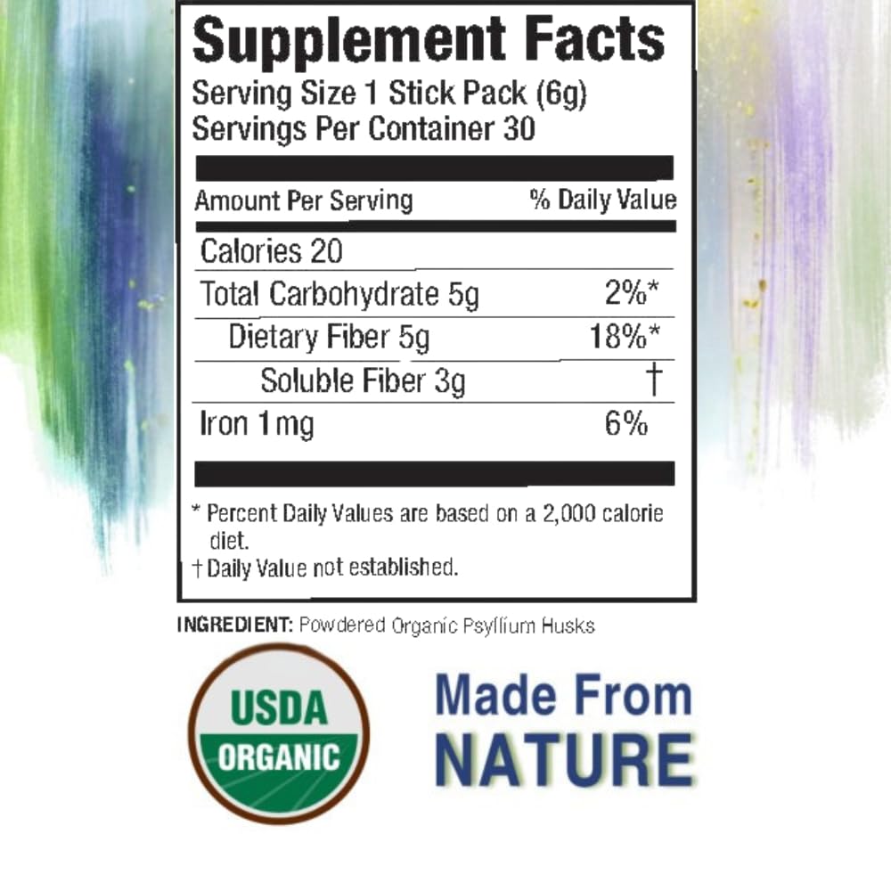 Konsyl Organic Daily Psyllium Fiber Stick Packs - On-The-Go Fiber Supplement Powder - Convenient, All-Natural Soluble Fiber, Gluten-Free & Sugar-Free, Vegan & Keto - 30 Packets