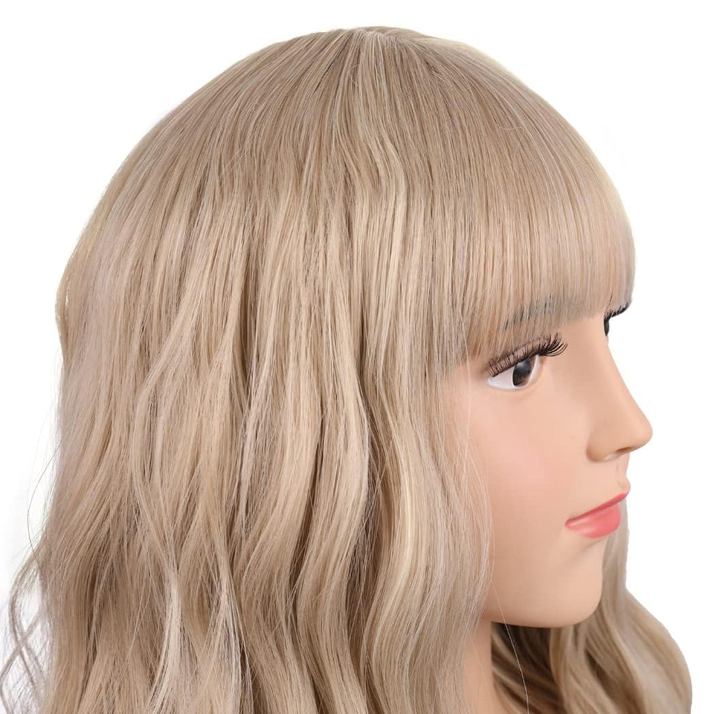 PATTNIUM Blonde Wig Short for Kids Girls Wavy Wig with Bangs Child Flaxen Blonde Wigs Synthetic Cosplay Halloween Party Costume Wigs (Flaxen Blonde)