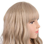 PATTNIUM Blonde Wig Short for Kids Girls Wavy Wig with Bangs Child Flaxen Blonde Wigs Synthetic Cosplay Halloween Party Costume Wigs (Flaxen Blonde)
