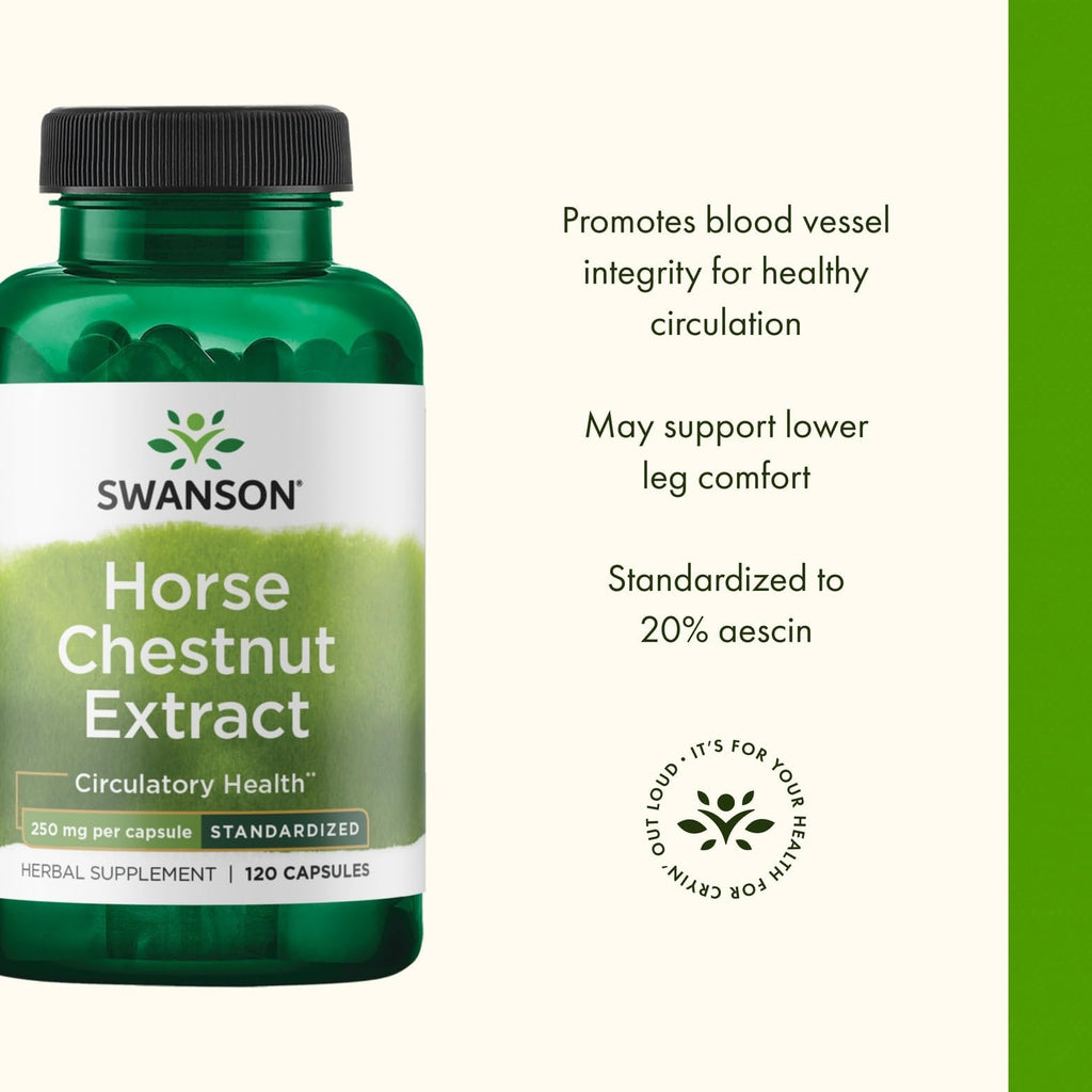 Swanson Horse Chestnut 22% Aescin (Standardized) 250 Milligrams 120 Capsules (4 Pack)