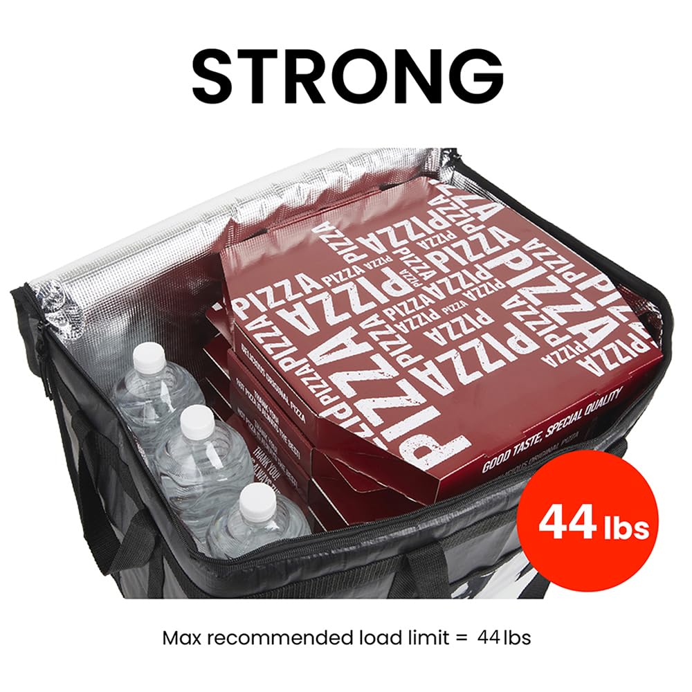 NZ home Insulated Bags for Food Delivery (3XL) Grocery Shopping Cooler Bag, Pizza Delivery, Hot & Cold Catering Tote, Reusable, Foldable & Heavy Duty (2 Pack, Black)