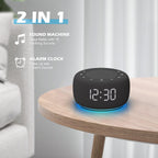 Buffbee Sound Machine & Alarm Clock 2-in-1, 0-100% Clock Face Brightness, Bottom Colored Light, Sleep Timer, Precise 30-Level Volume Control White Noise Machine - Twilight