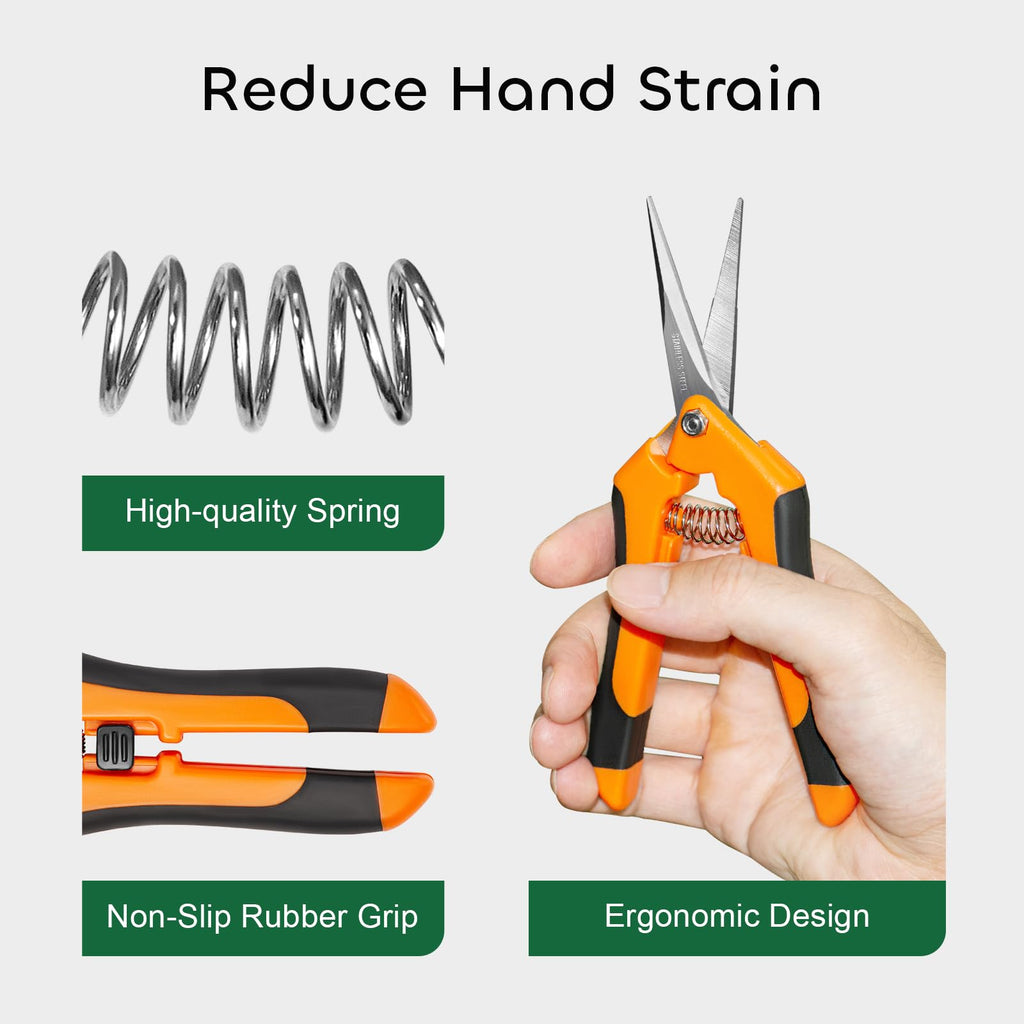 GROWNEER 6 Packs Pruning Shears Gardening Hand Pruning Snips with Straight Stainless Steel Precision Blades