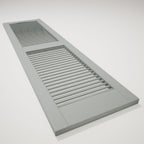 12"W x 25"H Lifetime Vinyl, Standard Cathedral Top Center Mullion, Open Louver Shutters, w/Installation Shutter-Lok's & Matching Screws (Per Pair), Platinum
