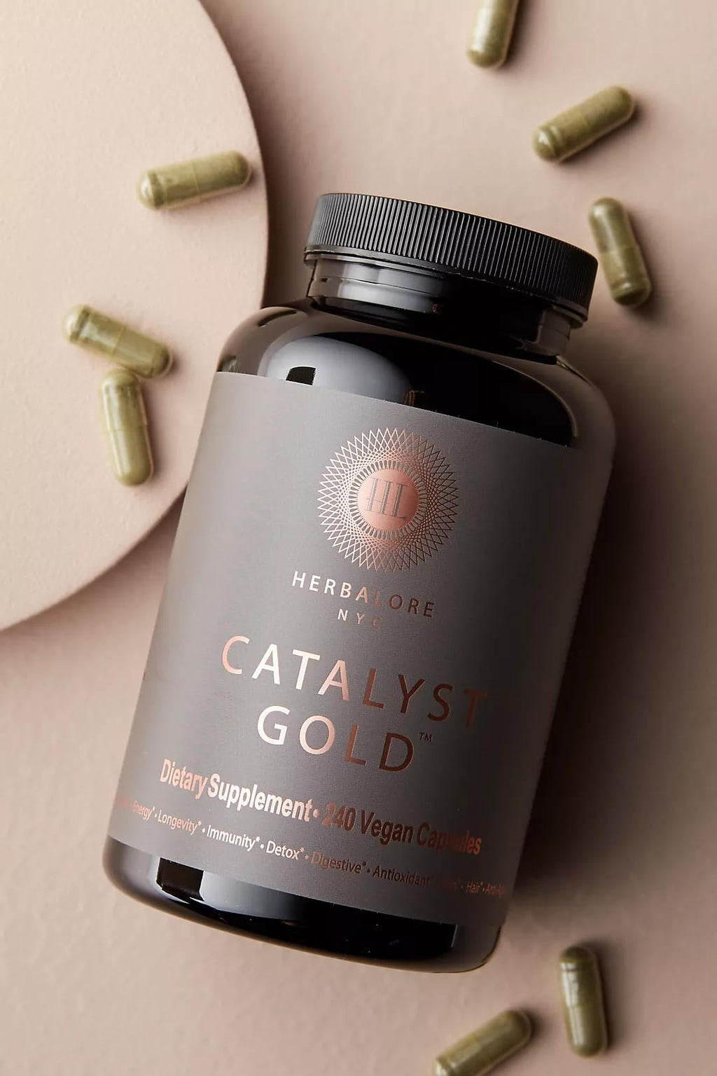 Herbalore - Natural Catalyst Gold Superfood Supplement | for Immunity, Digestion, Hair, Skin, and Nails (240 Capsules)