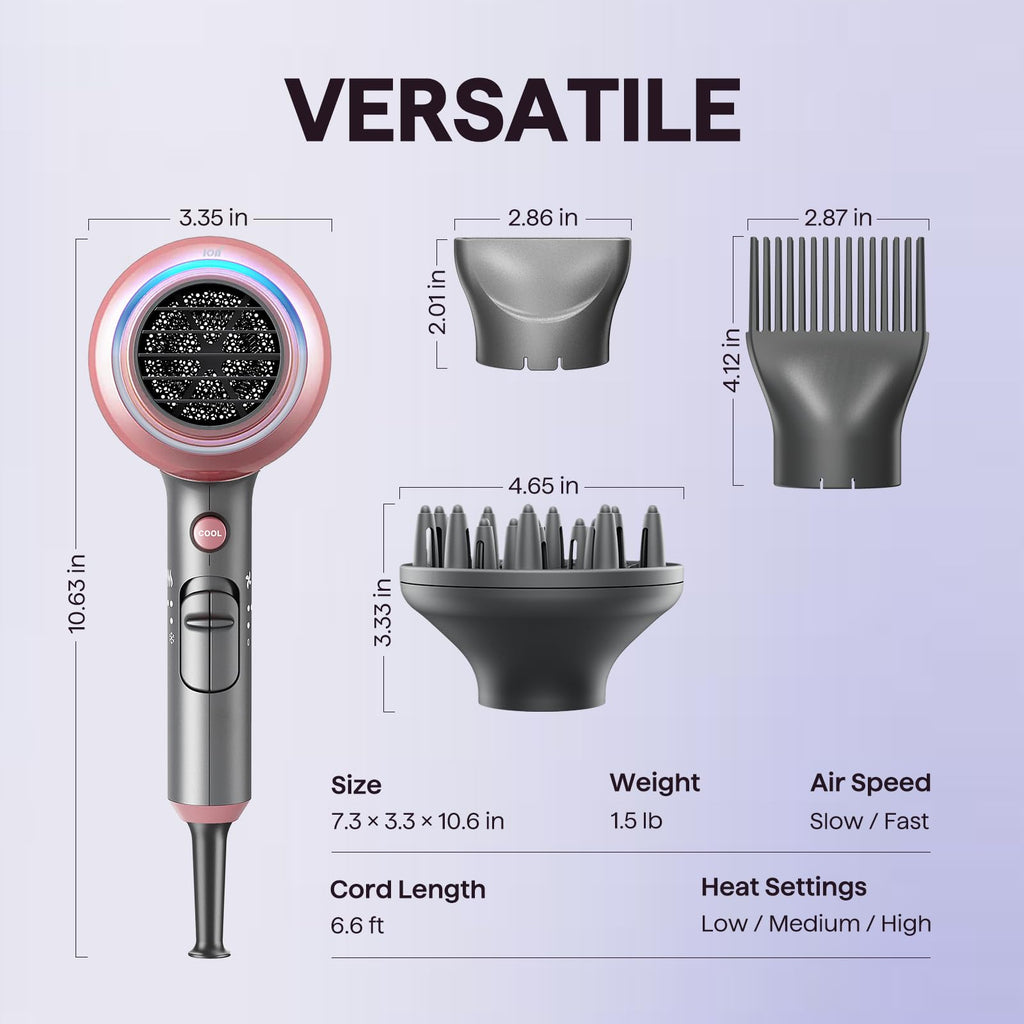 Wavytalk Blown Away Ionic Hair Dryer with Diffuser for Curly Hair