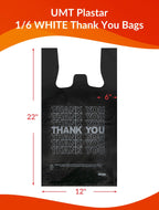 UMT Plastar 300 Count Thank You Plastic Bags, 12" x 6" x 22", 15 Mic Black T Shirt Grocery Bags with Handles, Ideal for Restaurants, Retail, Grocery Stores, Takeout, Convenience Stores