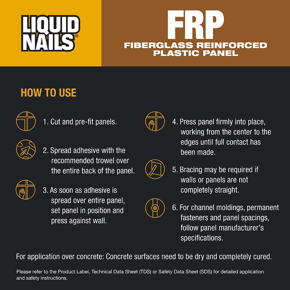 Liquid Nails Fiberglass Reinforced Panel (FRP) 1 gal. Low VOC Adhesive (Pack of 6)