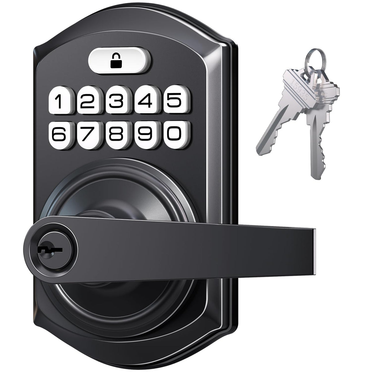 TEEHO TE004 Keyless Entry Keypad Door Lock with Handle - Smart Digital Electronic Lock for Interior Door with Anti-Peeping, Auto Lock & Passage Mode - Easy Installation - Matte Black