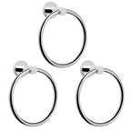 NearMoon Bath Towel Ring, Bathroom Hardware Accessories-Thicken Stainless Steel Hand Towel Holder for Bathroom, Modern Round Towel Hanger Wall Mounted (Chrome, 3 Pack)