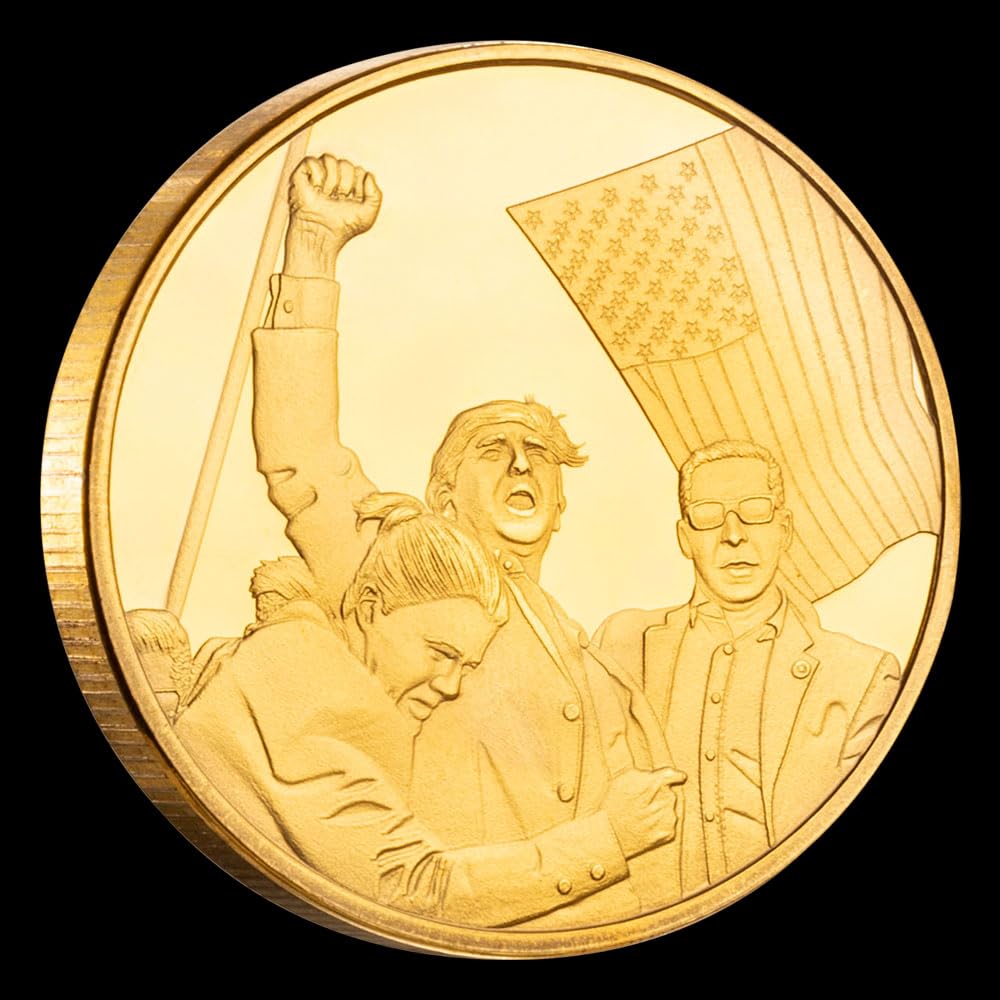Donald Trump Assassinated Coins Shooting Medal Trump Fighting for America Challenge Coin 2025-2029 (5 Pieces Gold-Gold)