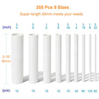Twippo Heat Shrink Tubing Kit 355pcs - 3:1 Adhesive Lined - Electrical Waterproof Industrial Heat Shrink Terminal Connectors - Marine Grade Wire Connector Shrink Wrap Tube - 3.15" Length - White