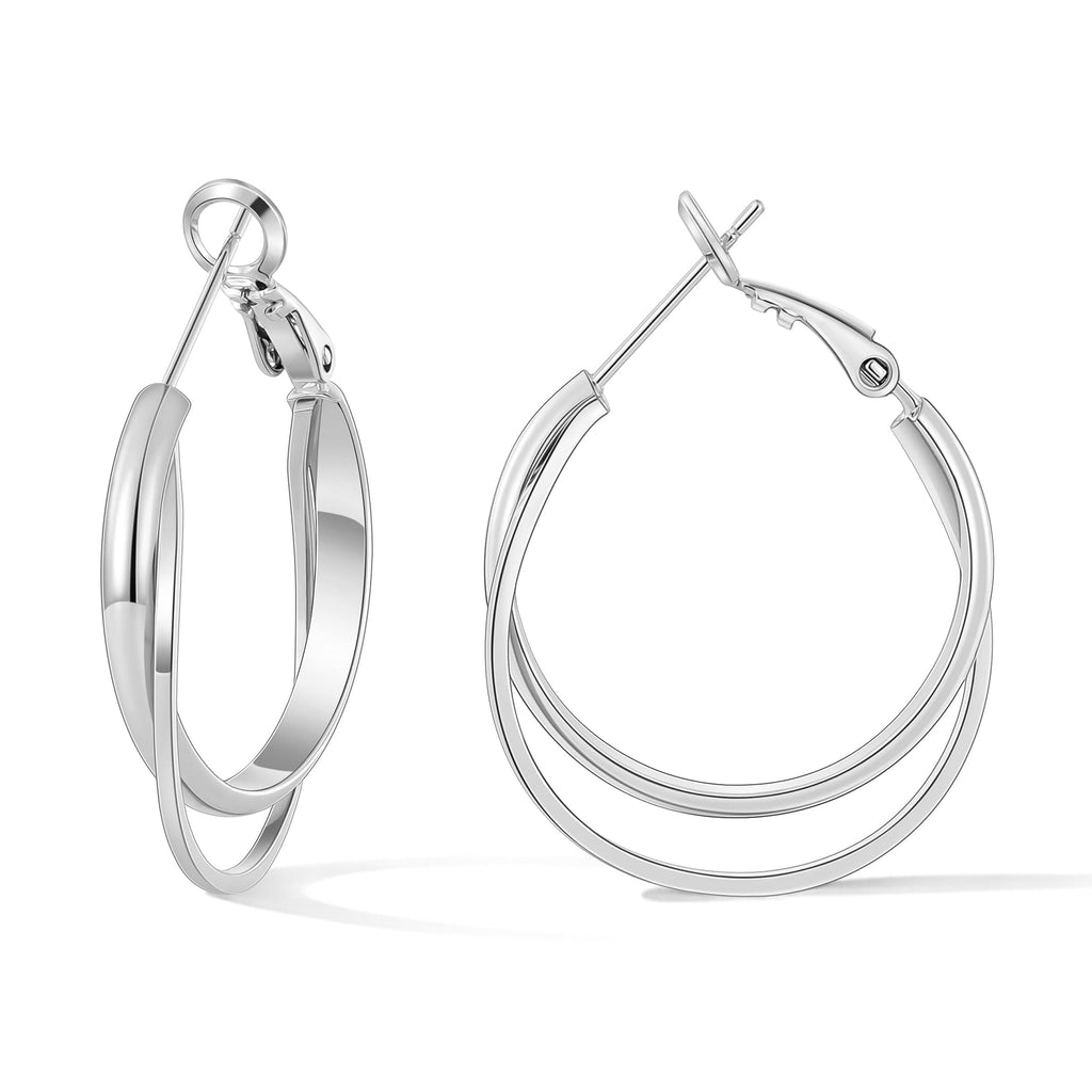 Gacimy Silver Criss Cross Hoop Earrings for Women, 25MM Small Hoops