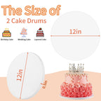 Cake Drums 12 Inch, 2 Pcs Sturdy 1/2 Inch Cake Base Cake Boards