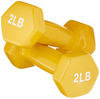 Amazon Basics Vinyl Coated Dumbbell Hand Weights, 2 Pounds, Pair, Yellow