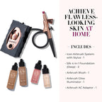 Luminess Air Icon Makeup Airbrush System and 4-Piece Foundation Starter Kit, Deep Coverage - Quick, Easy & Long Lasting Application - Includes Silk 4-In-1 Foundation, Highlighter & Blush