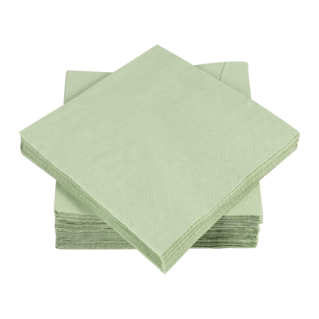 300 Pack Cocktail Napkin 2-Ply Dessert Napkins Folded 5 x 5 Inches Disposable Napkins for Dinner Wedding Birthday Party Bridal Anniversary Reception Event (300, Sage-Green)