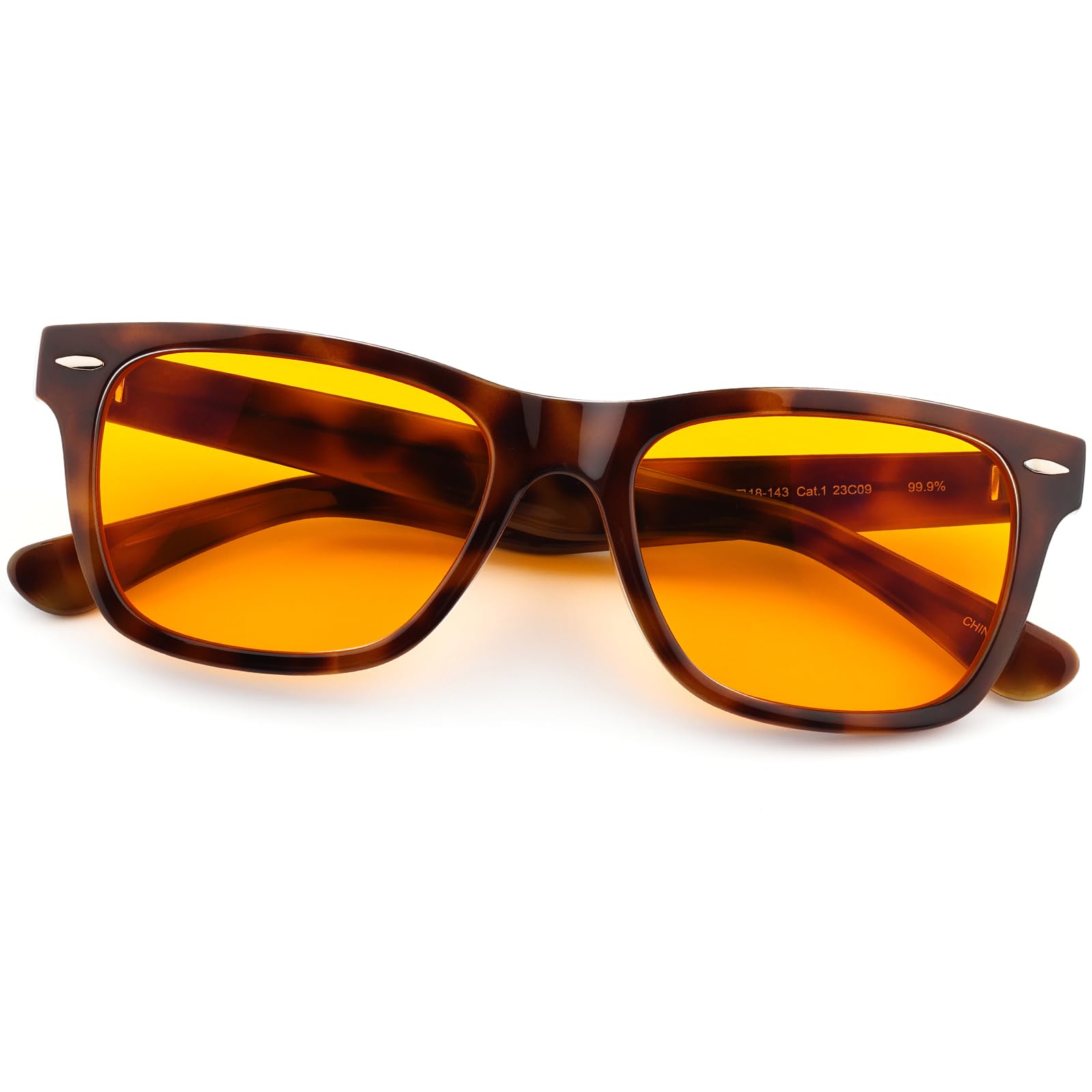 ViewJoy Sleep Glasses 99.9% Blue Light Glasses Dual AR Coatings Amber Orange Lens for Computer Gaming Reduce Eyestrain Havana Tortoise Shell Frames