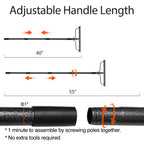 Bow Rake, Detachable Heavy Duty Metal Garden Rake for Loosening Soil, Leveling Lawn, Leaves Cleaning,63 Inch Long Handle Yard Rock Rake for Gardening,17 Prongs Leaf RakeThatch Rake for Lawn