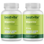 BESTVITE Bioperine 10mg (240 Vegetarian Capsules) (120 x 2) - No Stearates - Vegan - Non GMO - Gluten Free - Absorption Enhancer