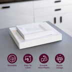Aya's 60ct White Square Disposable Plates - Heavy Duty Plastic Party Plates for Christmas, Thanksgiving (30 Dinner & 30 Salad)