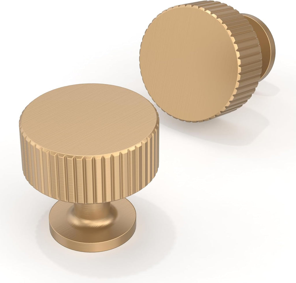 Asimerdeco 30 Pack Champagne Bronze Cabinet Knobs 1-1/10 Inch(28mm) Single Hole Cabinet Pulls Round Kitchen Cabinet Knobs Drawer Knobs