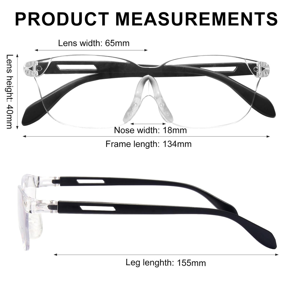 OKH 160% Magnifying Glasses Wearable Magnifier Hands-Free for Close Work Reading Sewing Hobby Craft, Lightweight (2-Pack)