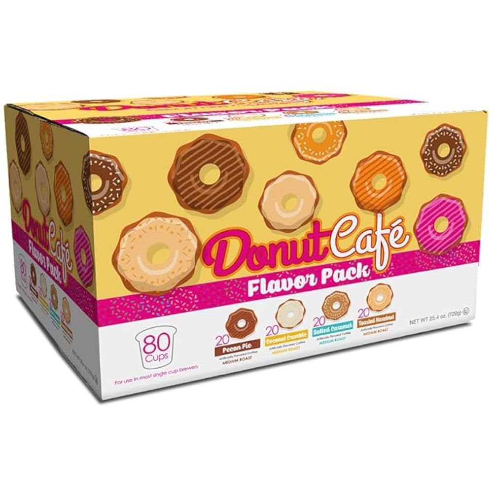 Donut Café K-Cup Coffee Pods, Medium Roast, Flavored Variety, 80 Count