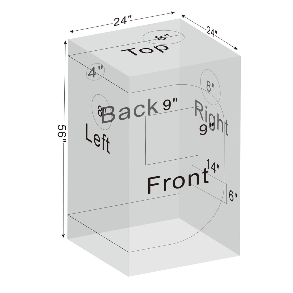 24"x24"x55" 600D Mylar Hydroponic High Reflective Grow Tent for Plants