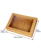 qiqee Auto-pop Up 14x10x2.5 Inch Brown Cookie Box with Window 15Pcs Pastry Macaron Bakery Box For Packaging