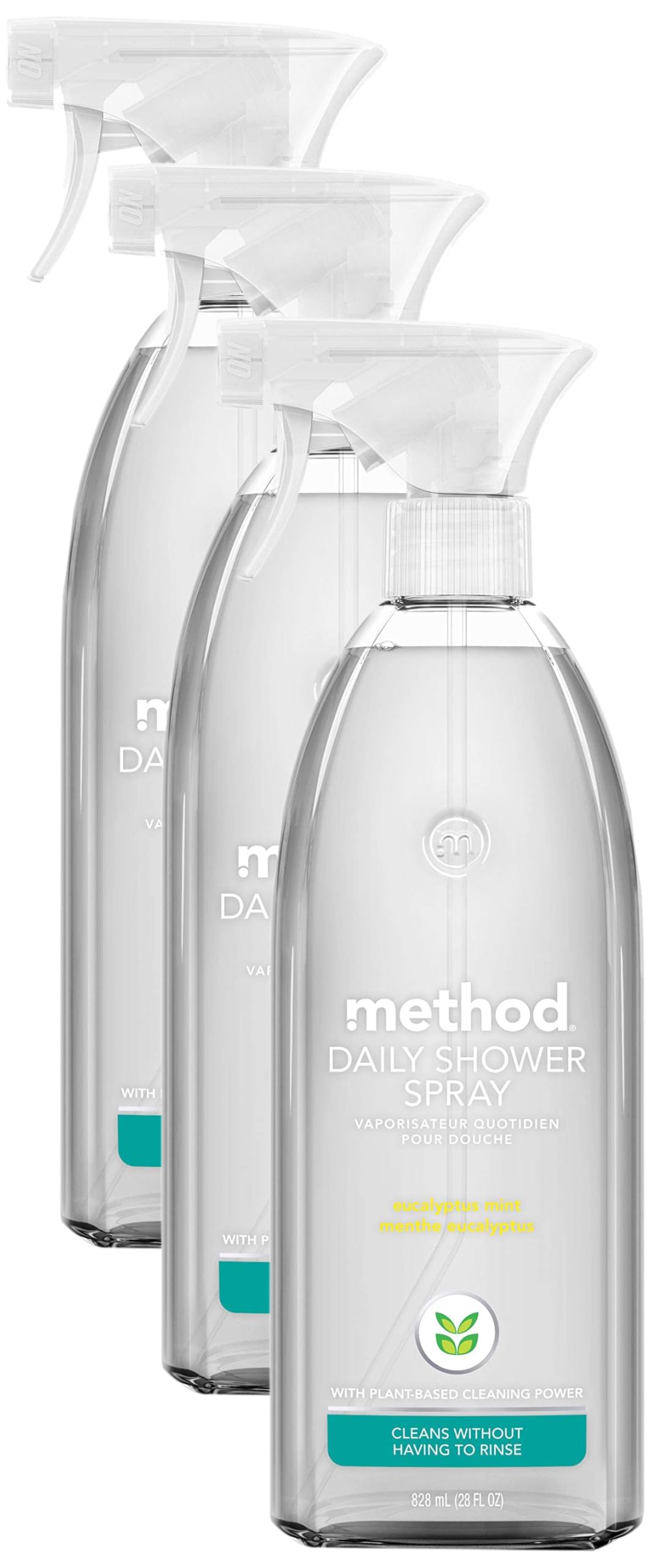 Method Daily Shower Spray Cleaner, Eucalyptus Mint, 28 Ounce, 1 pack, Packaging May Vary (Pack of 3)