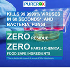 PUREROX disinfectant (3.4oz, 2pk) TSA Approved travel size. Eliminate 99.9999% viruses Norovirus, MRSA, Fungus, Bacteria. Hospital Grade. Safe for Use Anywhere. No residue. Suitable for All Surfaces.