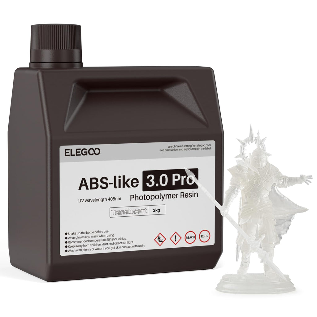 ELEGOO ABS-Like Resin 3.0 Pro, Higher Scratch-Resistance 3D Printing Photopolymer Resin, 405nm UV Resin for MSLA/DLP/LCD Printers Fast Curing High Precision Non-Brittle, Translucent 2000g