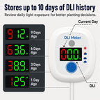 EVO-20 DLI Light Meter – Smart Sunlight Classifier for Garden & Landscape Use | Identifies Full Sun, Partial Sun, Partial Shade & Shade Based on Daily Light Integral, 10 Days of DLI History