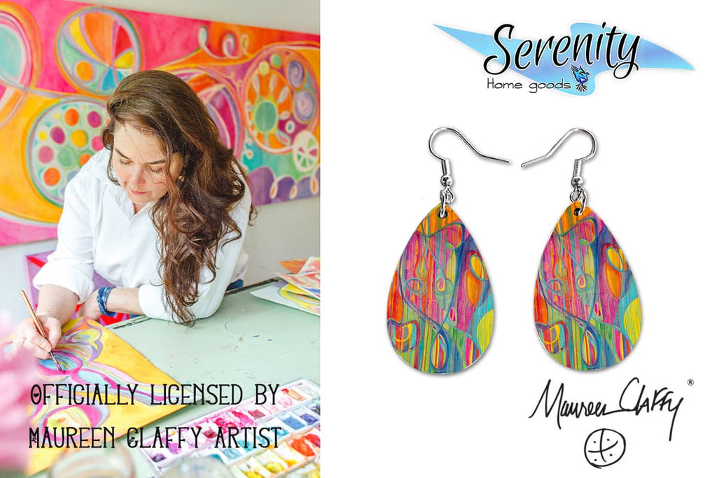 Maureen Claffy Artist Collection | Cut To The Light Teardrop Dangle Earrings Set | Colorful Abstract Earrings | Lightweight Boho Dangle Earrings for Women