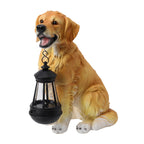 Golden Retriever Statue, Resin Solar Dog outdoor statues Holding Lantern