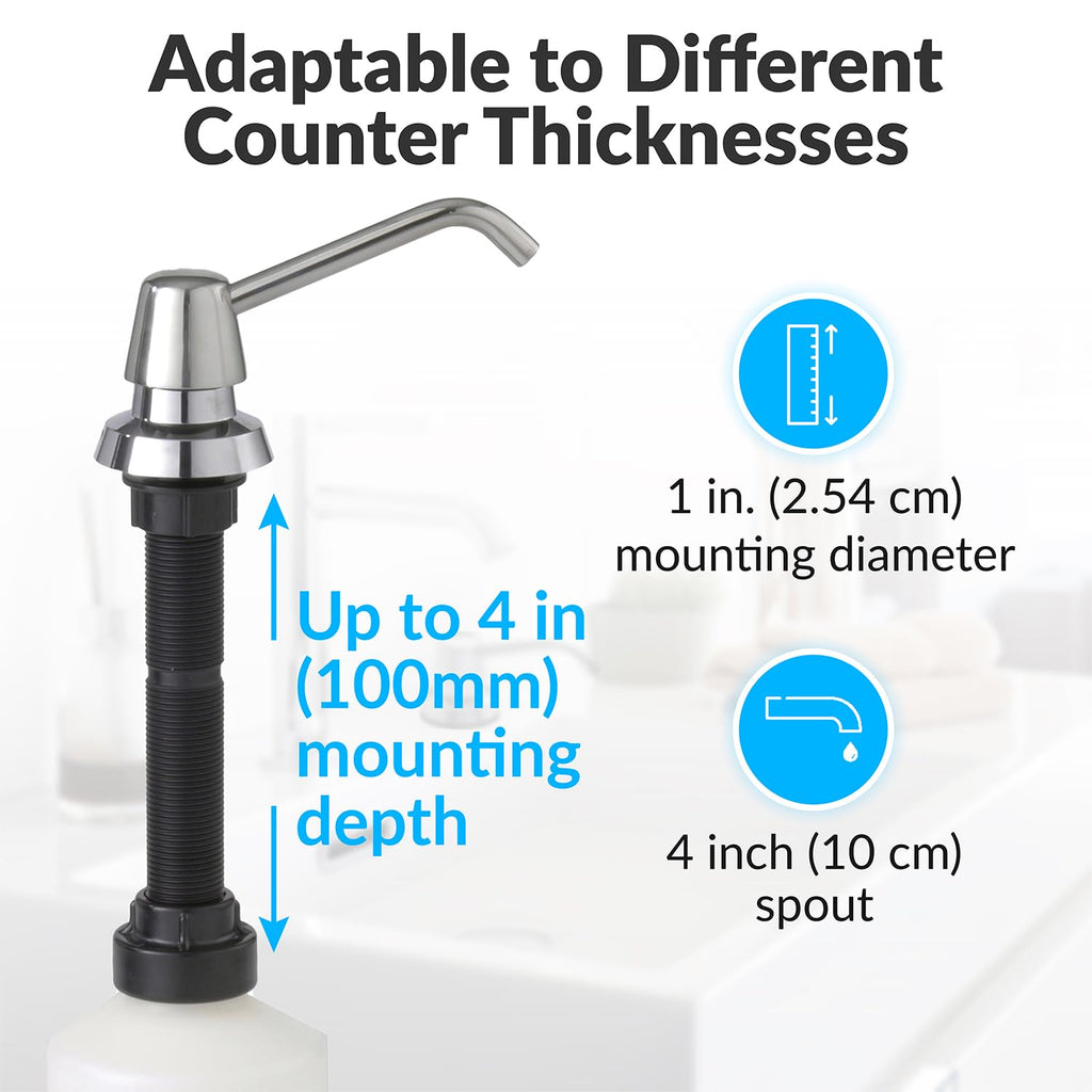 Bobrick B-822 Manual Top Fill Liquid Soap Dispenser 34 fl oz. (1L) Liquid Soap Capacity, 4- Inch Free-Turning Spout for Public Restroom Countertops, Chrome Finish