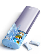 Vaydeer 7 Day Weekly Pill Organizer 2 Times a Day, Metal Am Pm Travel Pill Case, Large Capacity Twice Daily Cute Pill Box for Supplements, Pills, Vitamins and Medication (Purple)