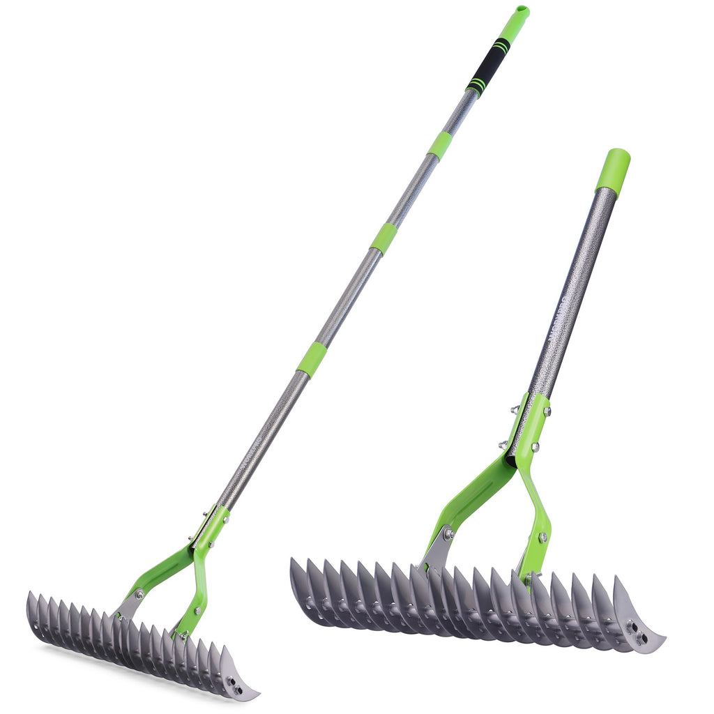 WORKPRO Thatch Rake, 15-Inch Thatching Rake with Telescoping 5FT Handle
